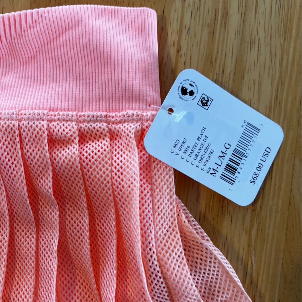 Free People Spring Rally Ruffle Coral Pleated Mini Skirt - Picture 5 of 9